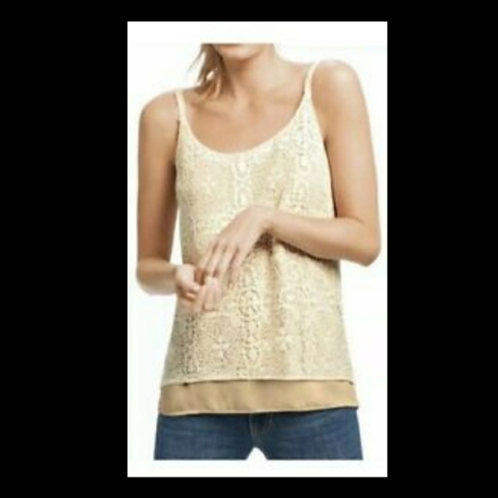 Cabi Ivory Lace Overlay Cami Tank Top Style #798